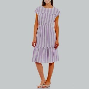 Cremieux Christy Stripe Lavender Dress Size S